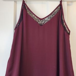 Burgundy Lace Shell, Medium